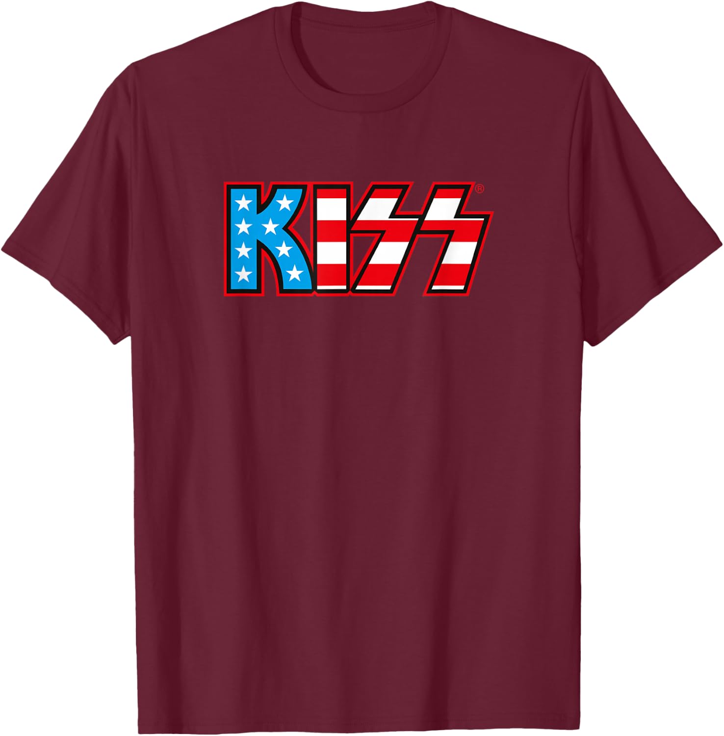 KISS child Classic KISS USA Logo T Shirt, Black, Small US T-Shirt - T-Shirt | Maroon