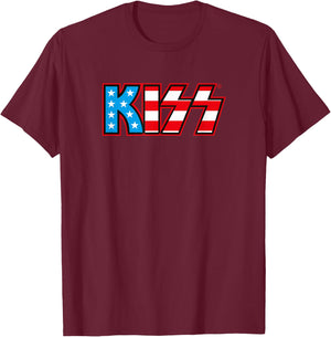 KISS child Classic KISS USA Logo T Shirt, Black, Small US T-Shirt - T-Shirt | Maroon