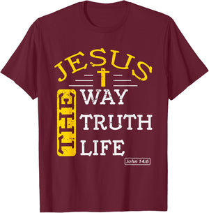 Religious Christian Bible Verse 14:6 Biblical Gospel T-Shirt - T-Shirt | Maroon