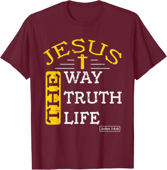Religious Christian Bible Verse 14:6 Biblical Gospel T-Shirt - T-Shirt | Maroon