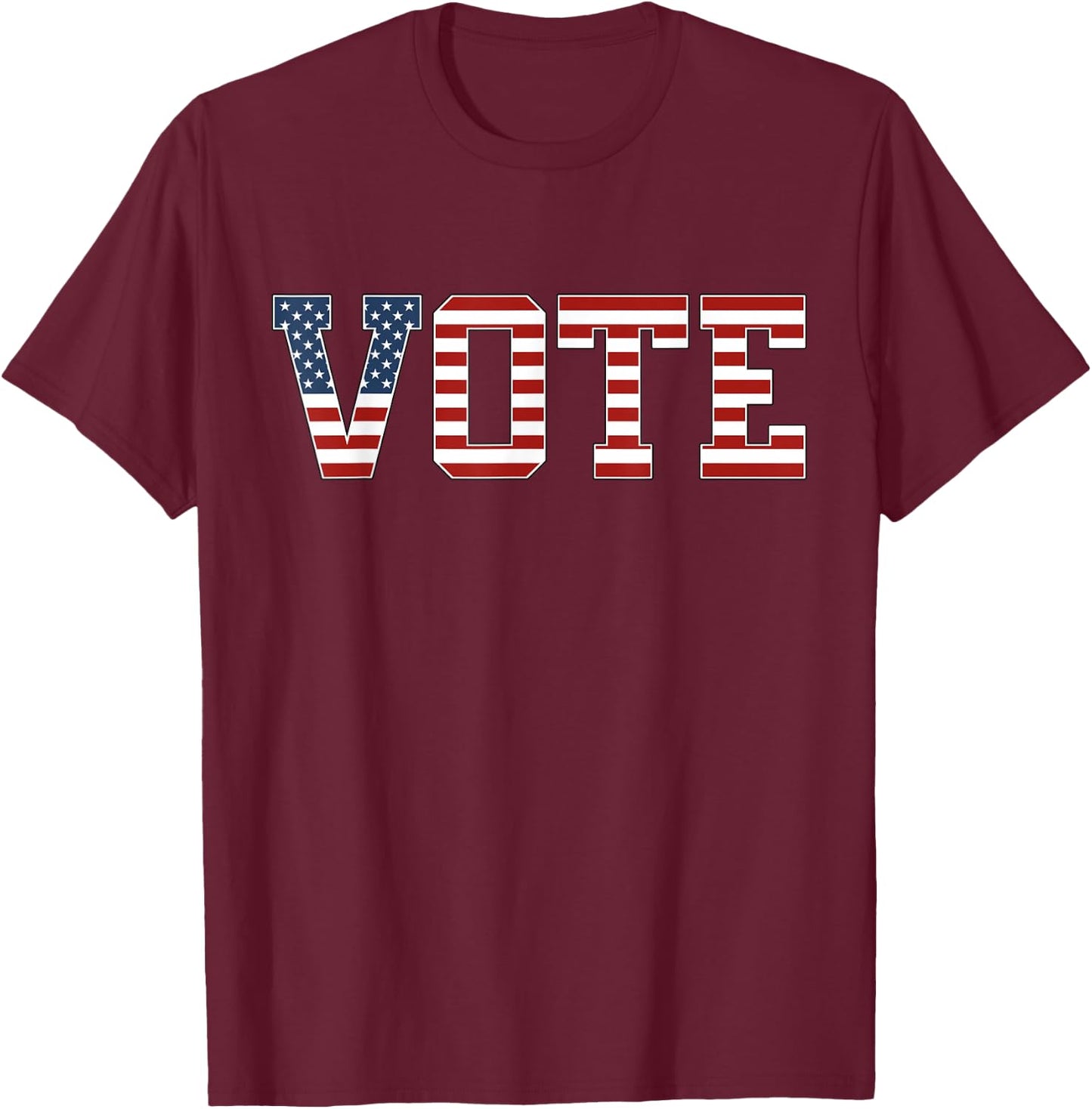Vote Women Men Red White Blue American Flag 2024 Elections T-Shirt - T-Shirt | Maroon