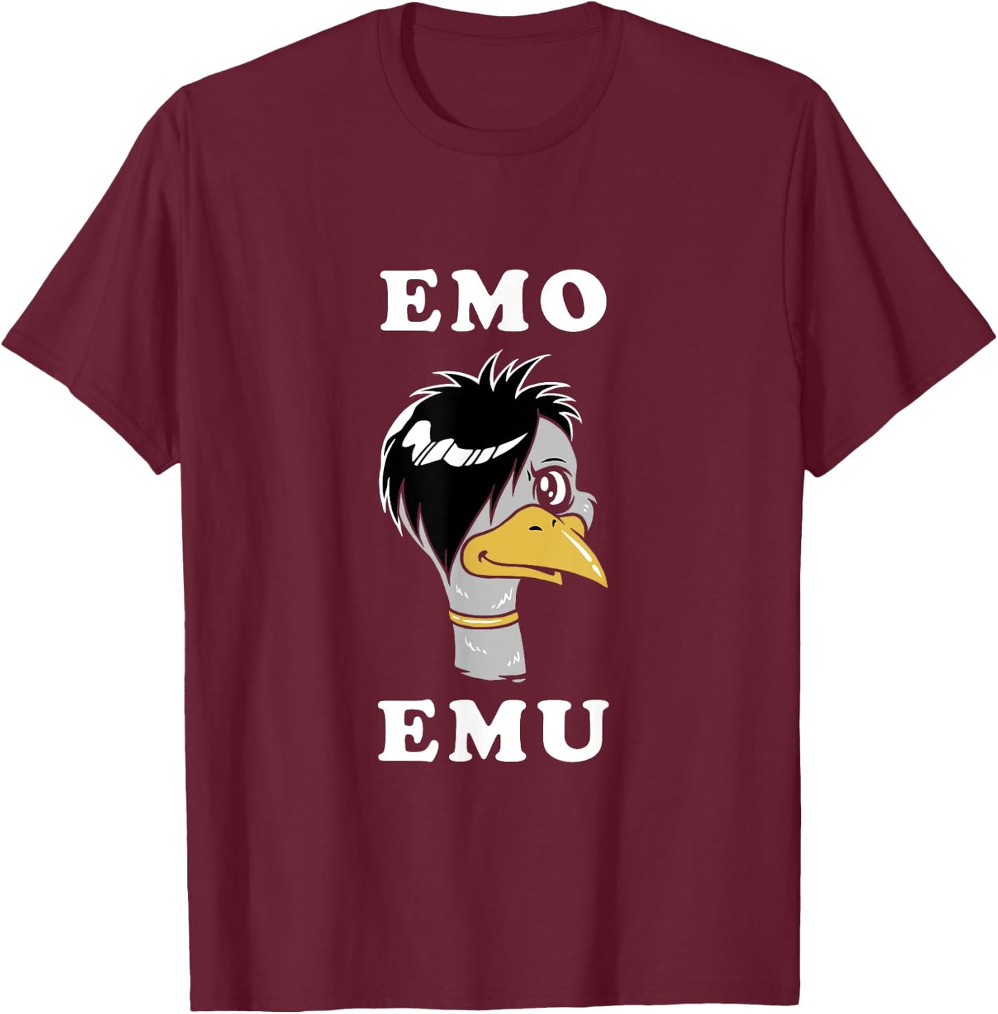 Emo Emu - Funny Metal Goth Emu Bird T-Shirt - T-Shirt | Maroon