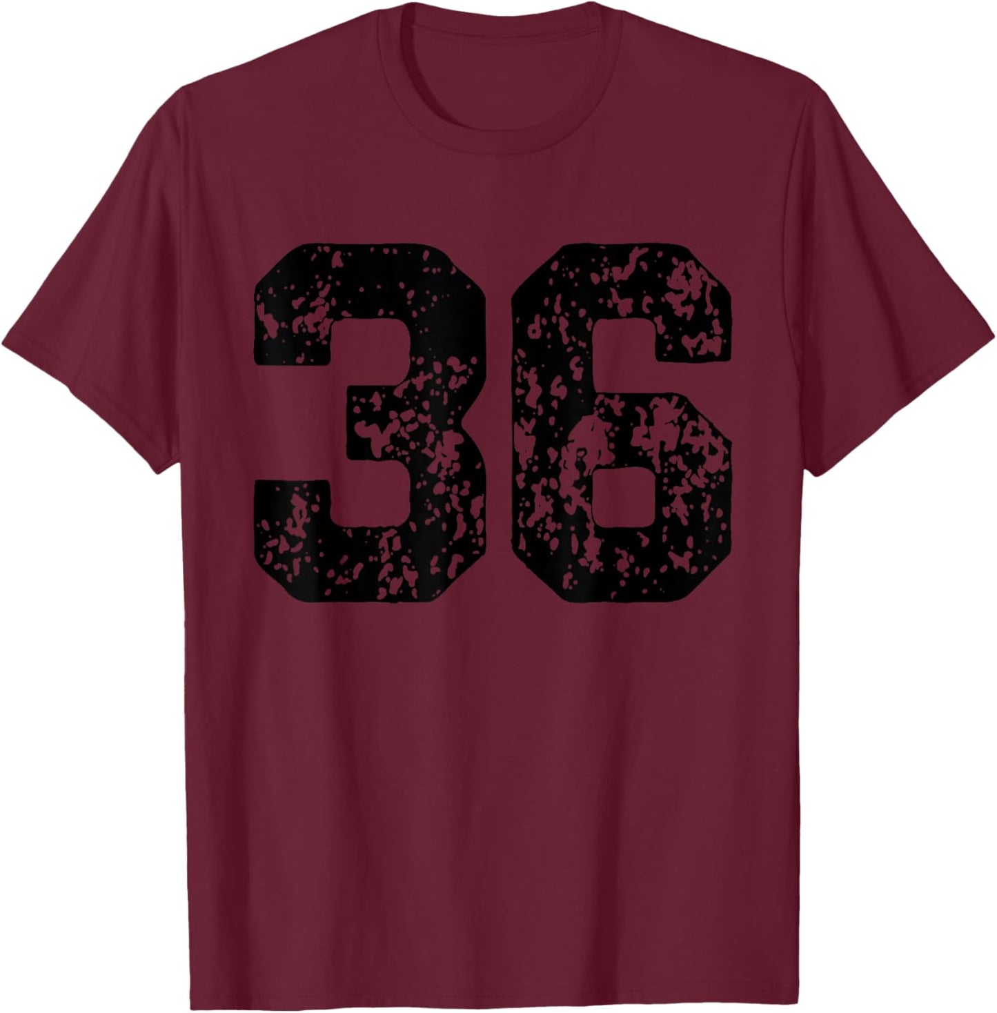 Number 36 Black Best Classic College Style Birthday Funny T-Shirt - T-Shirt | Maroon