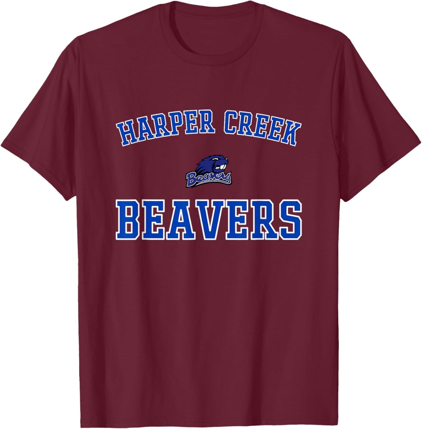 Harper Creek Beavers Logo Varsity HS T-Shirt - T-Shirt | Maroon