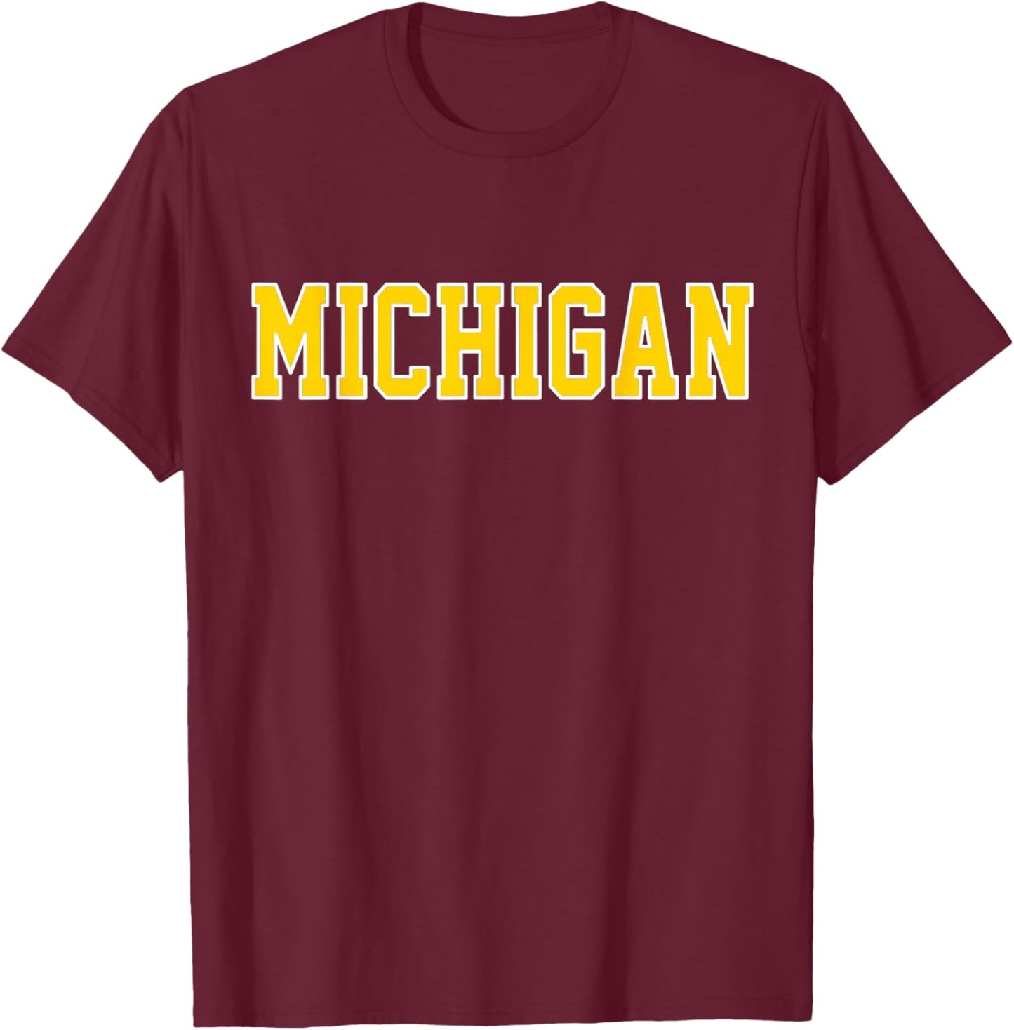 Vintage Michigan Men Michigan Women Retro Yellow T-Shirt - T-Shirt | Maroon