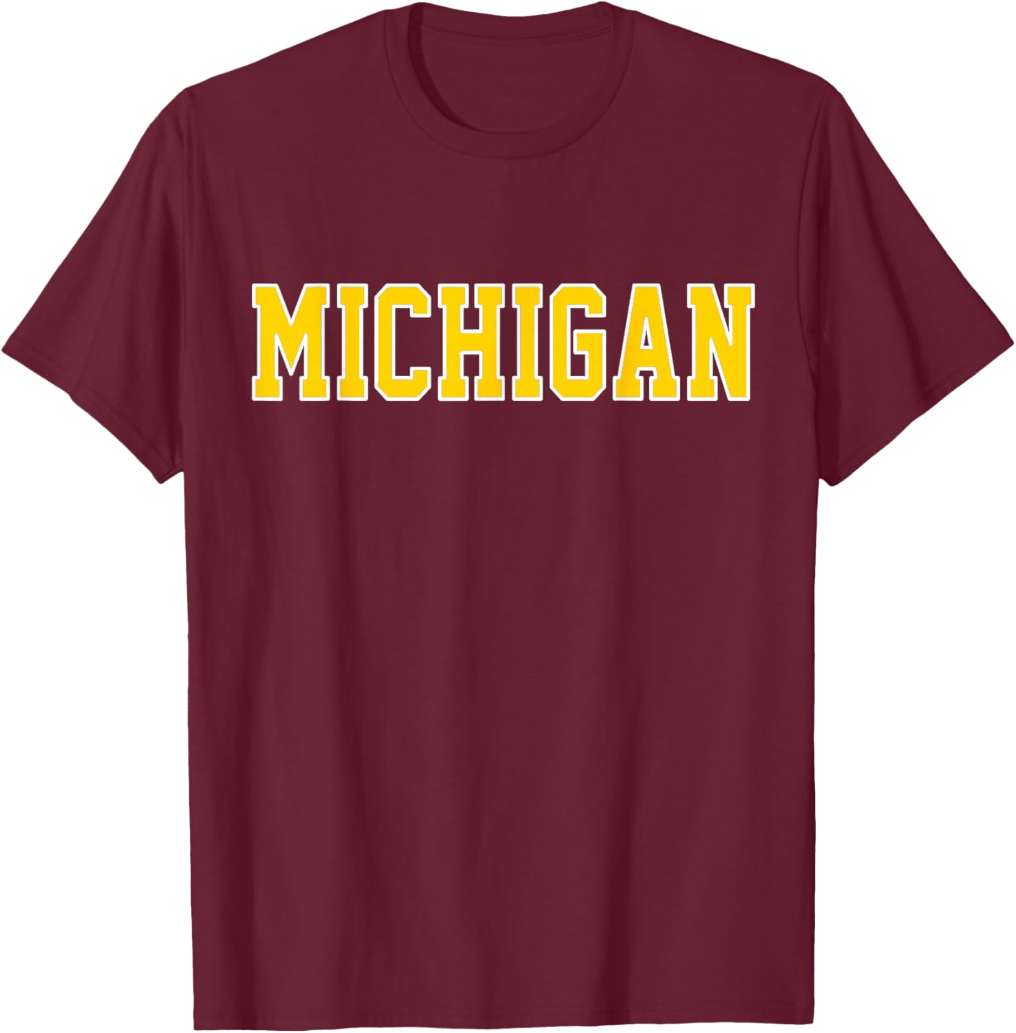 Vintage Michigan Men Michigan Women Retro Yellow T-Shirt - T-Shirt | Maroon