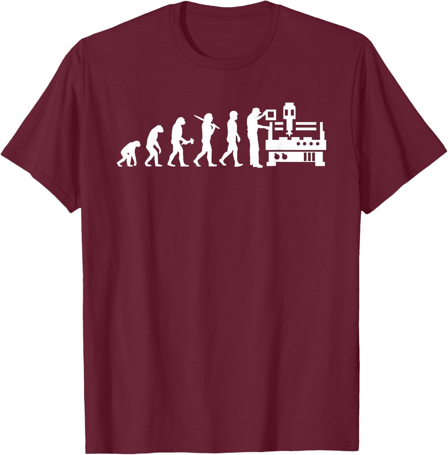 CNC Operator Evolution CNC Machinist T-Shirt - T-Shirt | Maroon