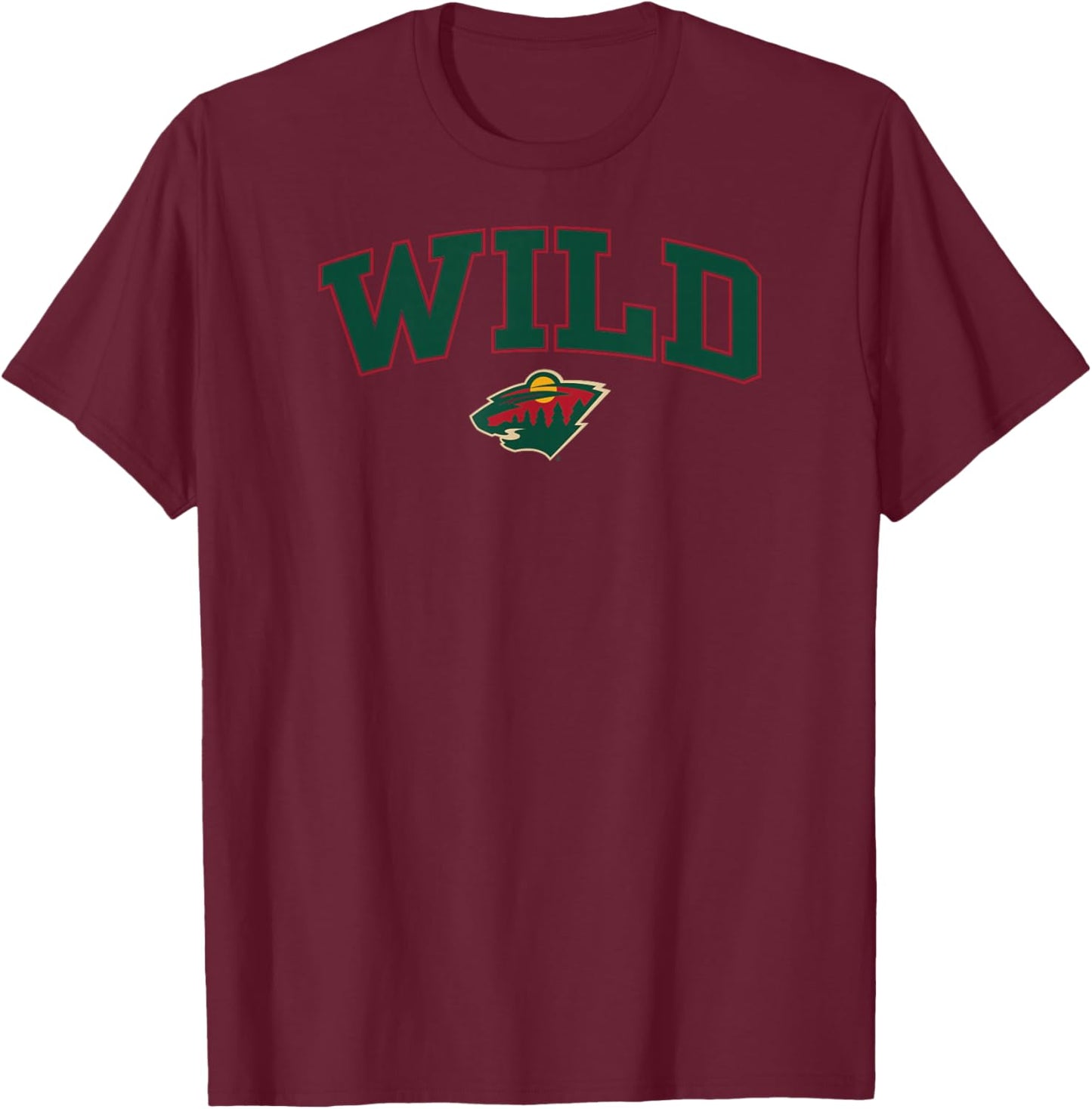 Minnesota Wild Arch Over White Officially Licensed T-Shirt - T-Shirt | Maroon