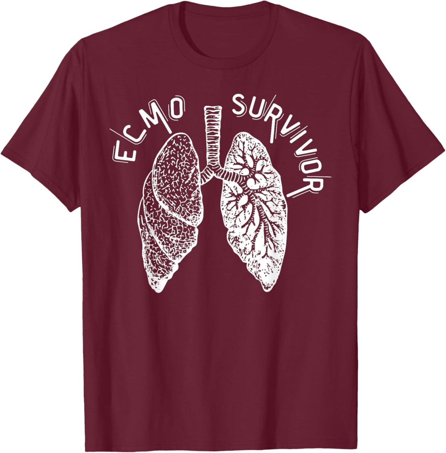 Retro Lungs ECMO Survivor ECMO Oxygenator Nurse Hospital T-Shirt - T-Shirt | Maroon