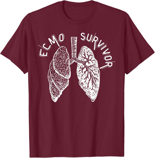 Retro Lungs ECMO Survivor ECMO Oxygenator Nurse Hospital T-Shirt - T-Shirt | Maroon