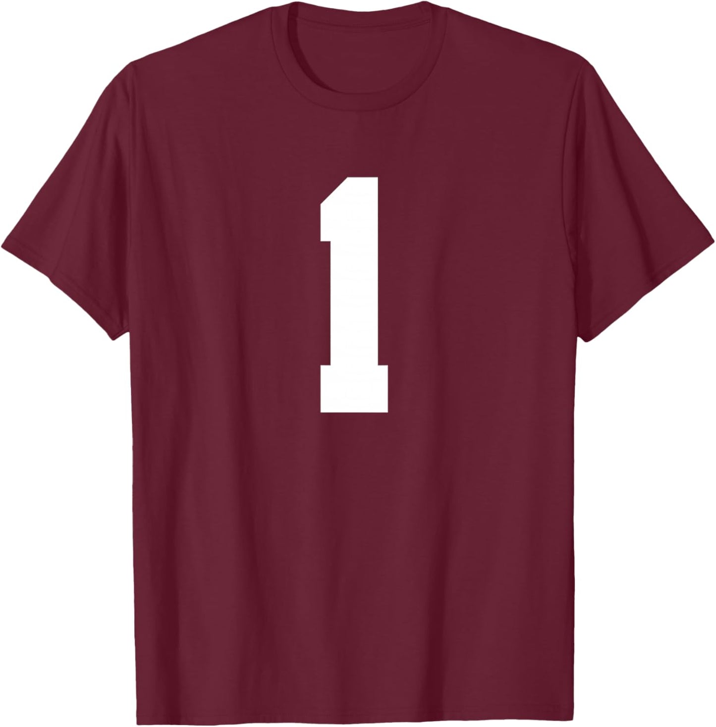 1 Number (on Back) Sport Team Number Jersey T-Shirt - T-Shirt | Maroon