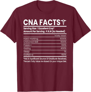 CNA Facts - Funny Certified Nurse Assistant CNA T-Shirt - T-Shirt | Maroon