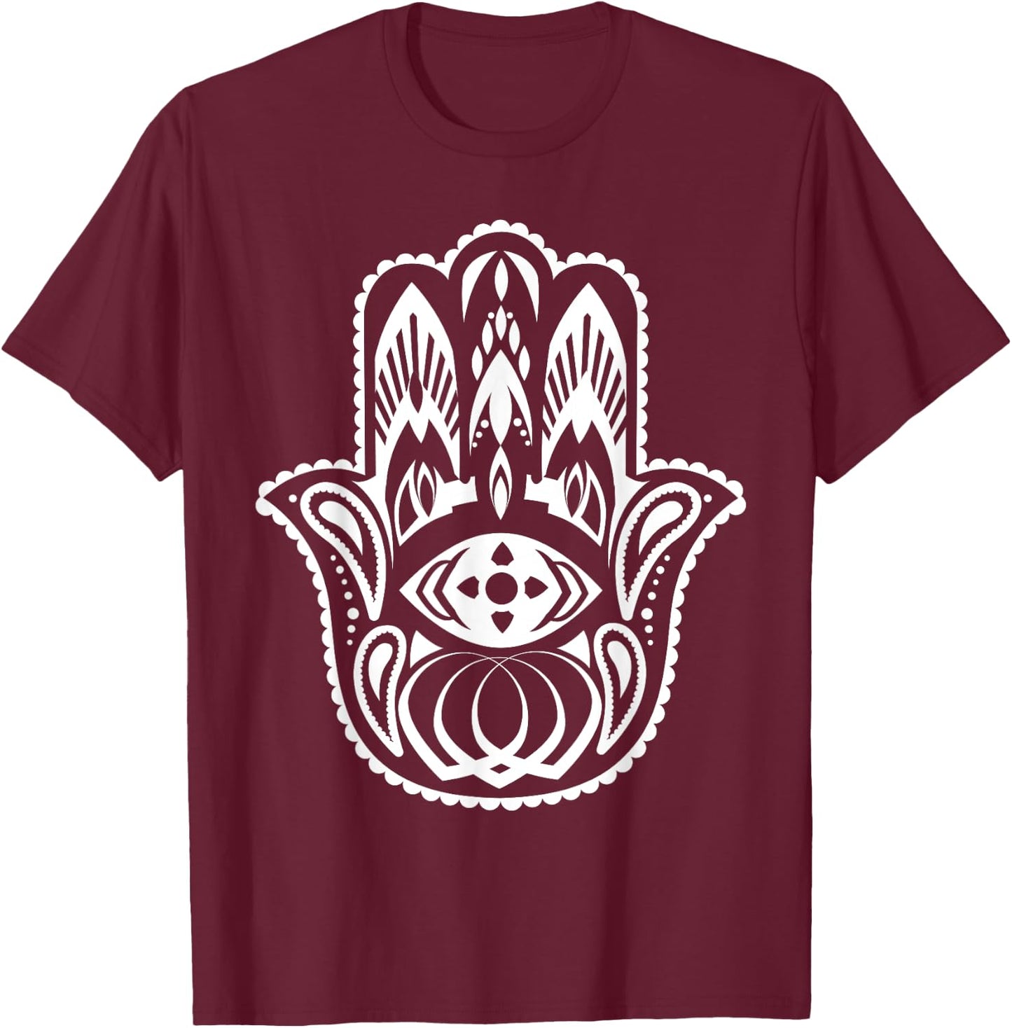Spiritual Hamsa Hand Fatima Palm Good Luck Eye Khamsa Gifts T-Shirt - T-Shirt | Maroon
