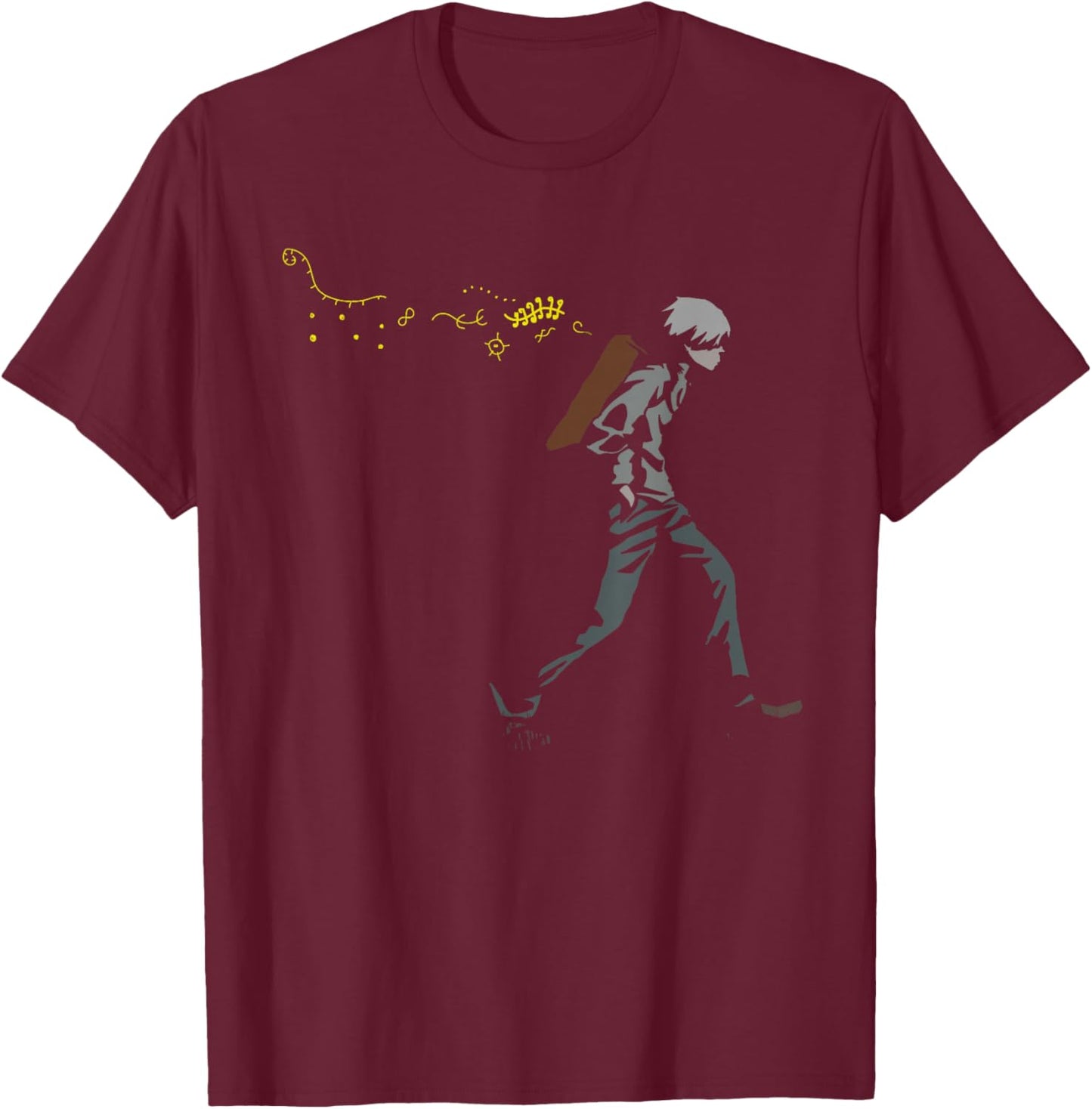 Unique Anime Manga Japanese Otaku Gifts Japanese Mushi Mushishi Women's Black Cartoon Animal Print Mandarin Collar T-Shirt - T-Shirt | Maroon