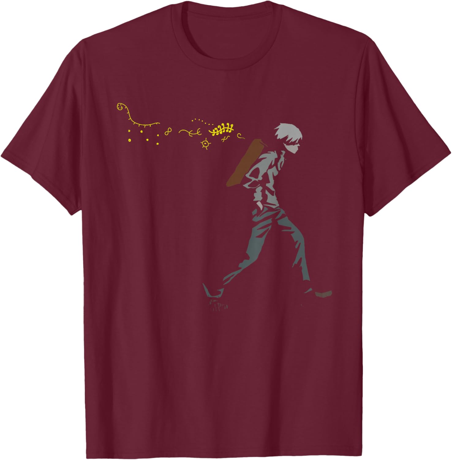 Unique Anime Manga Japanese Otaku Gifts Japanese Mushi Mushishi Women's Black Cartoon Animal Print Mandarin Collar T-Shirt - T-Shirt | Maroon