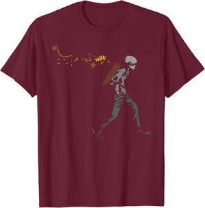 Unique Anime Manga Japanese Otaku Gifts Japanese Mushi Mushishi Women's Black Cartoon Animal Print Mandarin Collar T-Shirt - T-Shirt | Maroon