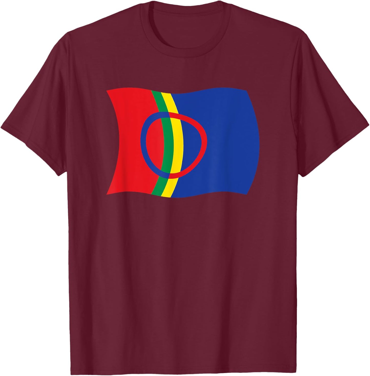 Wavy Flag of the Sami People Lapland Sapmi Norway Shirt T-Shirt - T-Shirt | Maroon