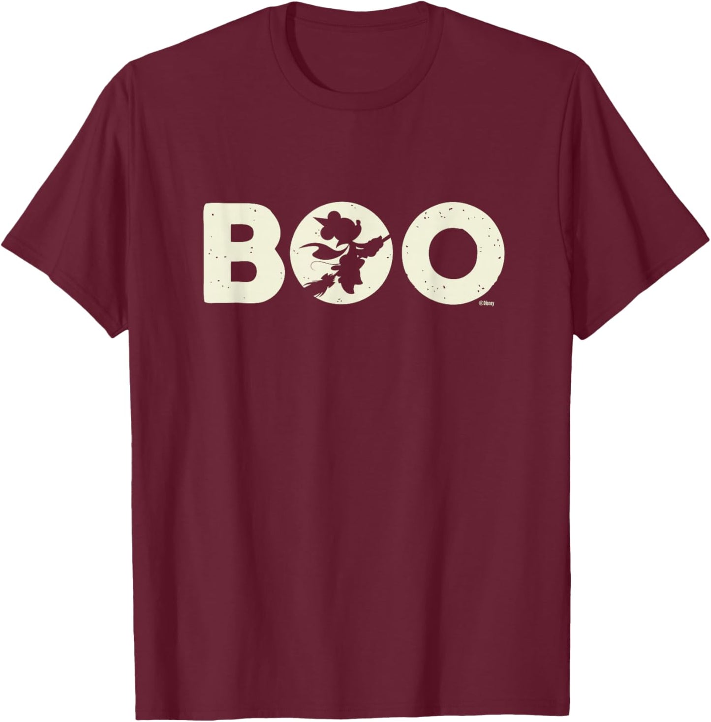 Disney Minnie Mouse Halloween Boo Witch on Broomstick Moon T-Shirt - T-Shirt | Maroon