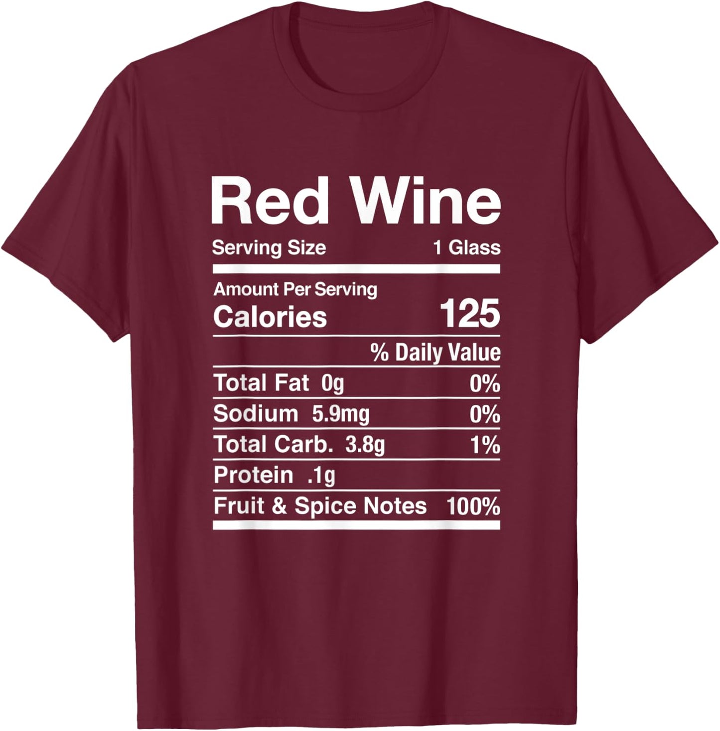 Red Wine Nutrition Facts Thanksgiving Matching T-Shirt - T-Shirt | Maroon