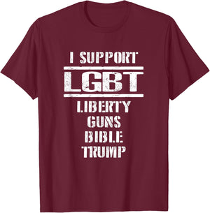 Liberty Guns Bible and Trump Supporters, 2nd Amendment Shirt T-Shirt - T-Shirt | Maroon