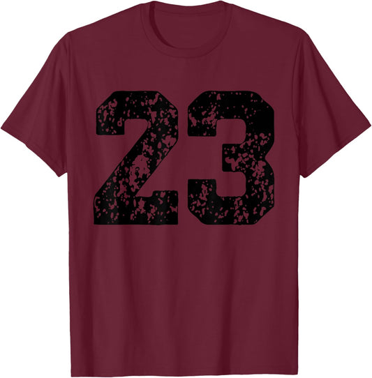 Number 23 Black Best Classic College Style Birthday Funny T-Shirt - T-Shirt | Maroon