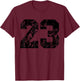 Number 23 Black Best Classic College Style Birthday Funny T-Shirt - T-Shirt | Maroon