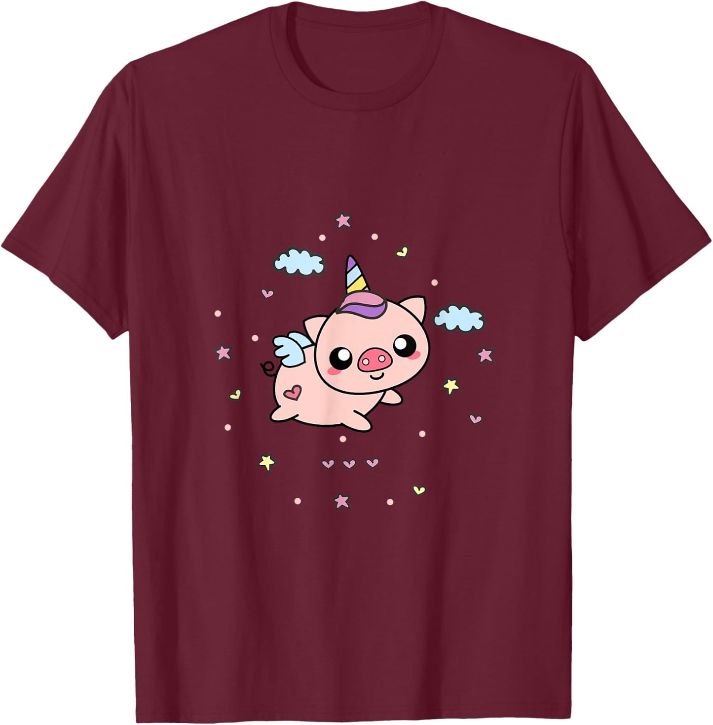 Unipig Pig Unicorn T-Shirt - T-Shirt | Maroon