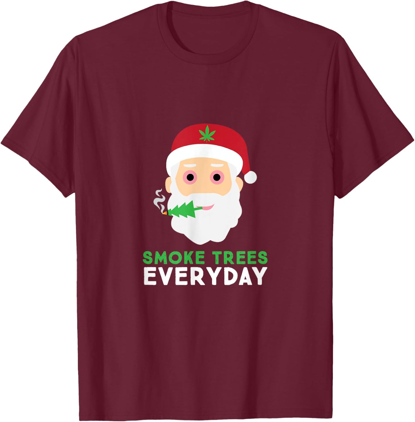 Funny Adult Christmas Tree Pajama Shirt Weed Gift T-Shirt - T-Shirt | Maroon