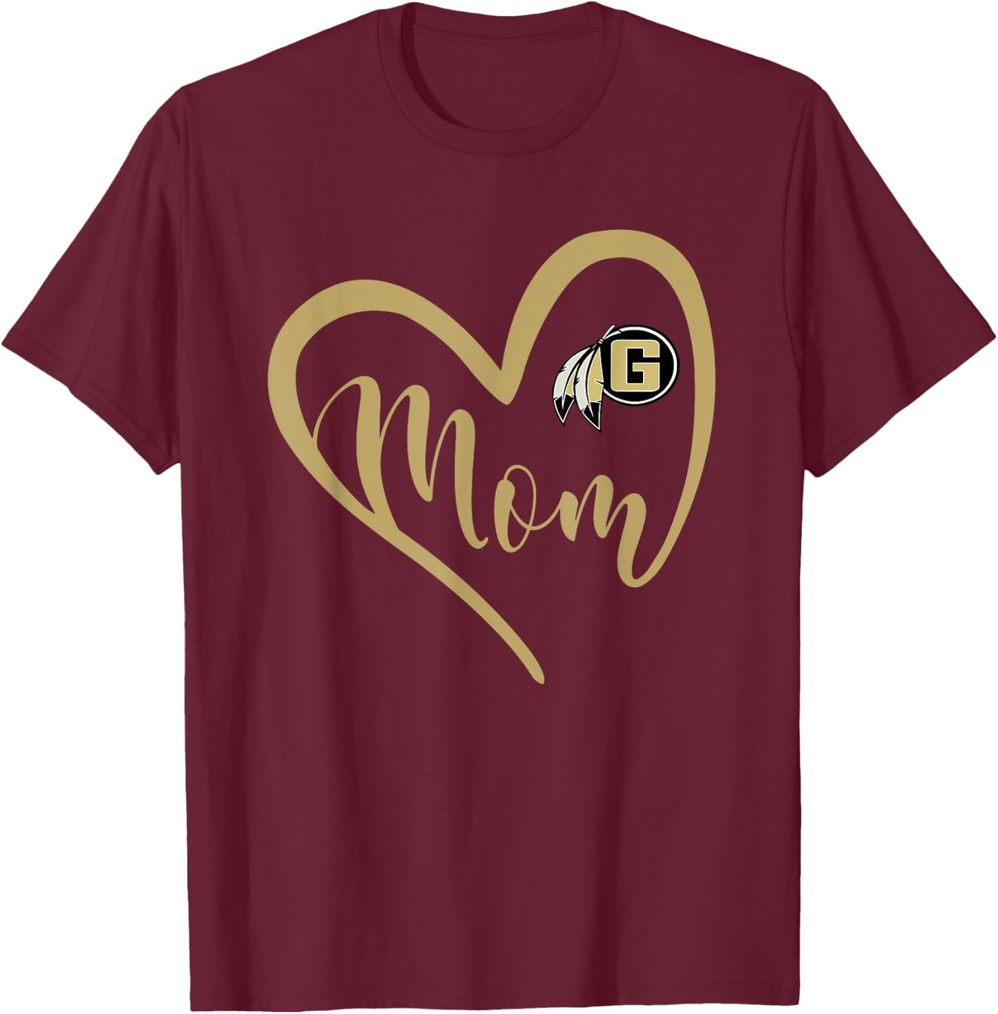 Gaffney Indians Logo Heart Mom HS T-Shirt - T-Shirt | Maroon