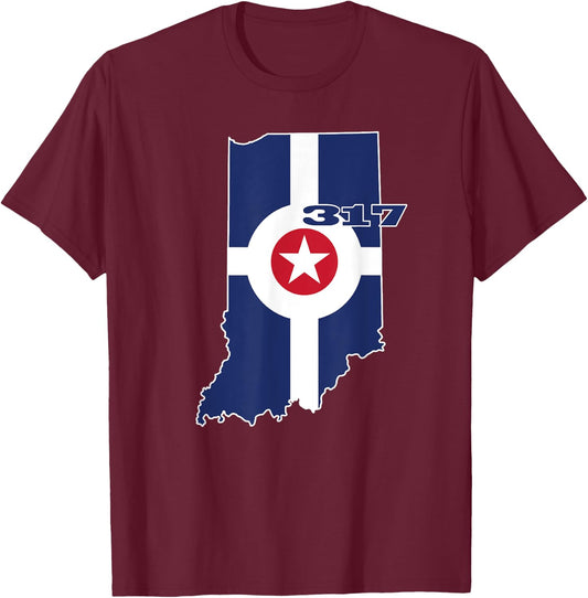 317 Circle City Flag Indianapolis Indiana - Naptown T-Shirt - T-Shirt | Maroon