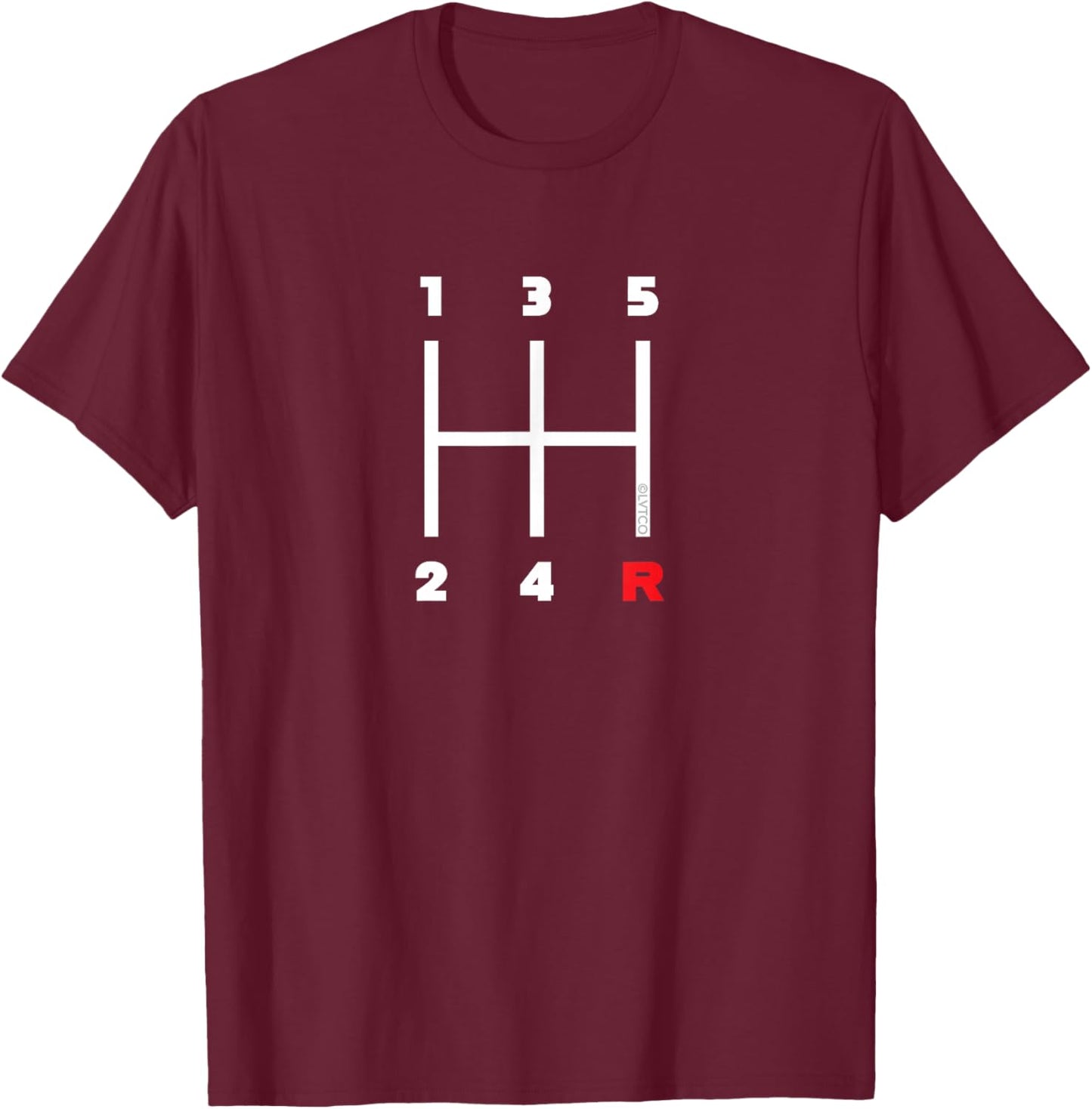 Manual Transmission Shifter Pattern (5 Speed) T-Shirt - T-Shirt | Maroon