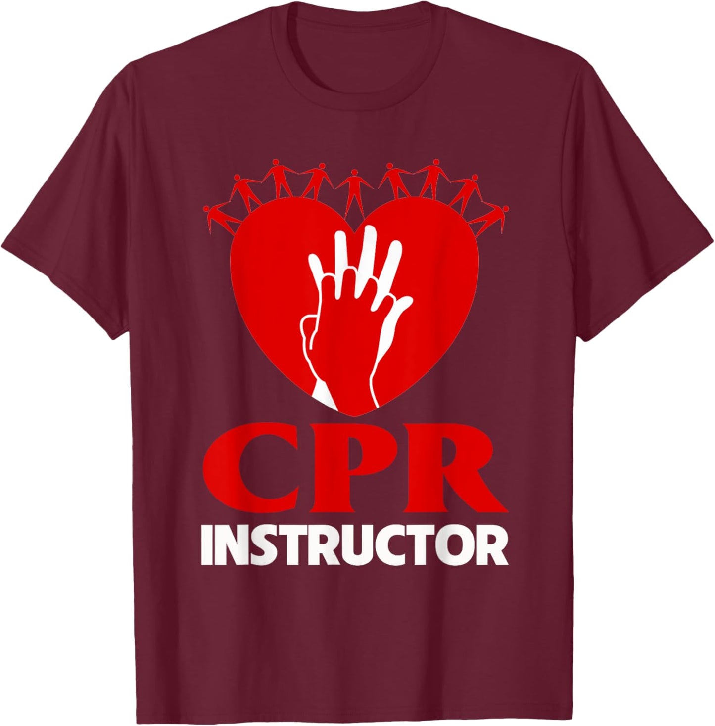 CPR Instructor Teacher First Aid Aed Trainer Red Heart Men Women T-Shirt - T-Shirt | Maroon