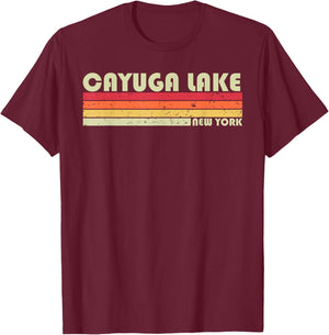 CAYUGA LAKE NEW YORK Funny Fishing Camping Summer Gift T-Shirt - T-Shirt | Maroon