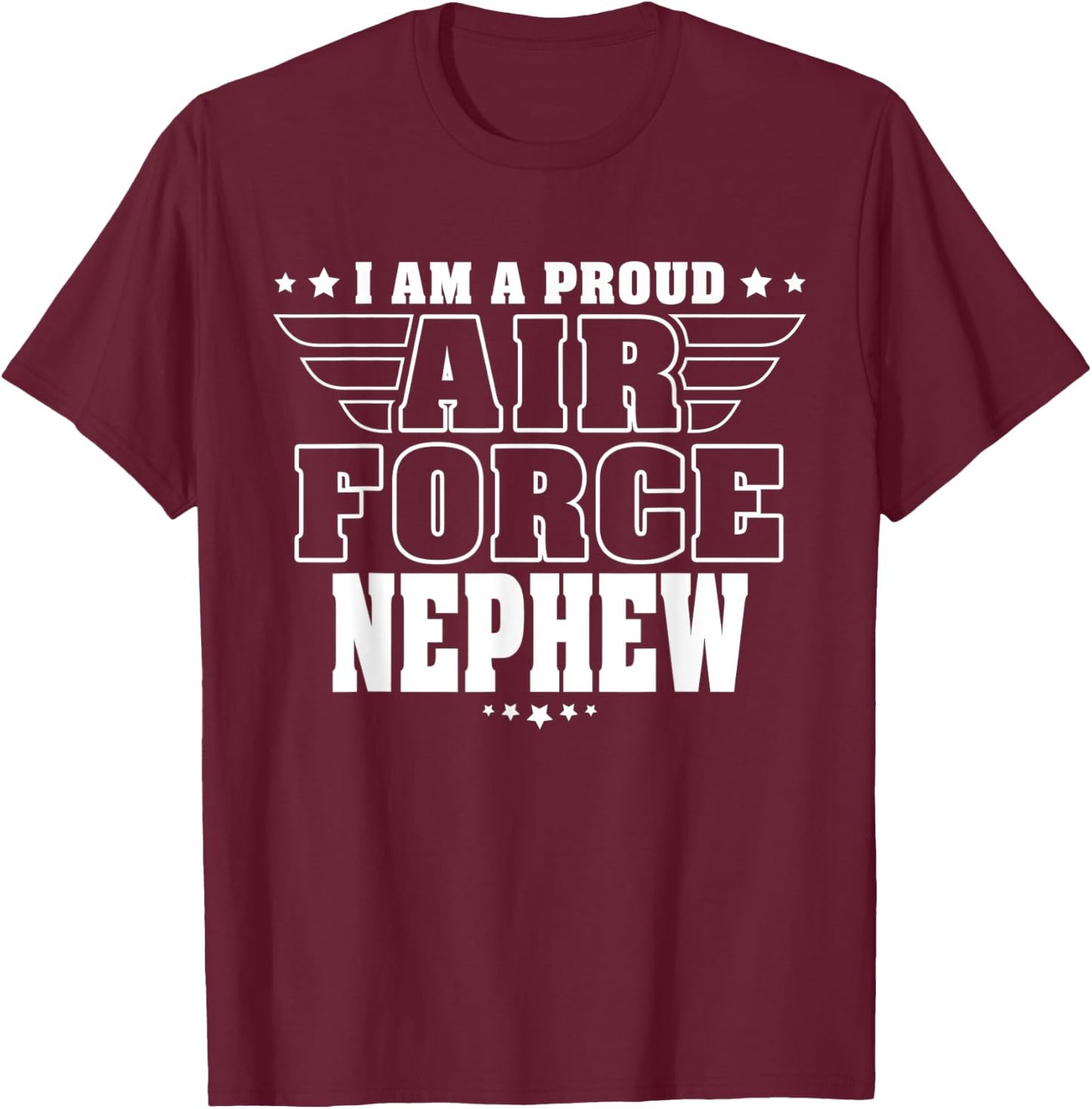 Proud Air Force Nephew Patriotic Pride Military Family Kids Men T-Shirt - T-Shirt | Maroon