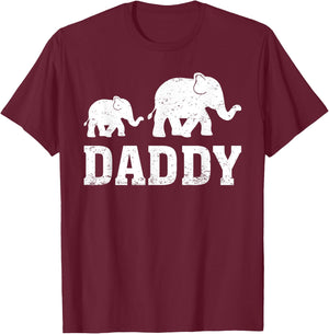Elephant Animal Lover Daddy Elephant Father's Day T-Shirt - T-Shirt | Maroon