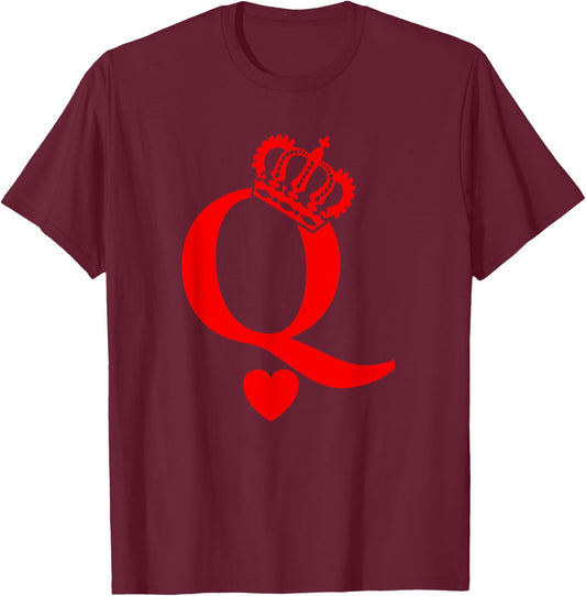 Queen of Hearts King of Hearts Playing Cards Deck of Cards T-Shirt - T-Shirt | Maroon