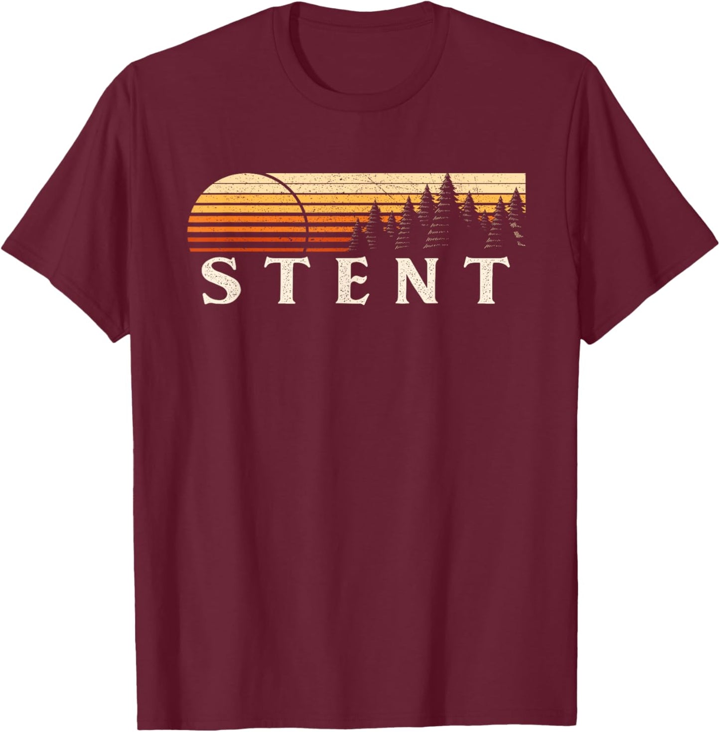 Stent, CA Vintage Evergreen Sunset Eighties Retro T-Shirt - T-Shirt | Maroon
