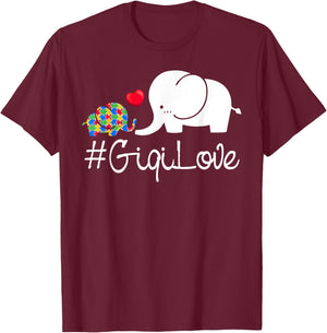 Gigi Love Elephants Autism Awareness Month Puzzles Autism T-Shirt - T-Shirt | Maroon