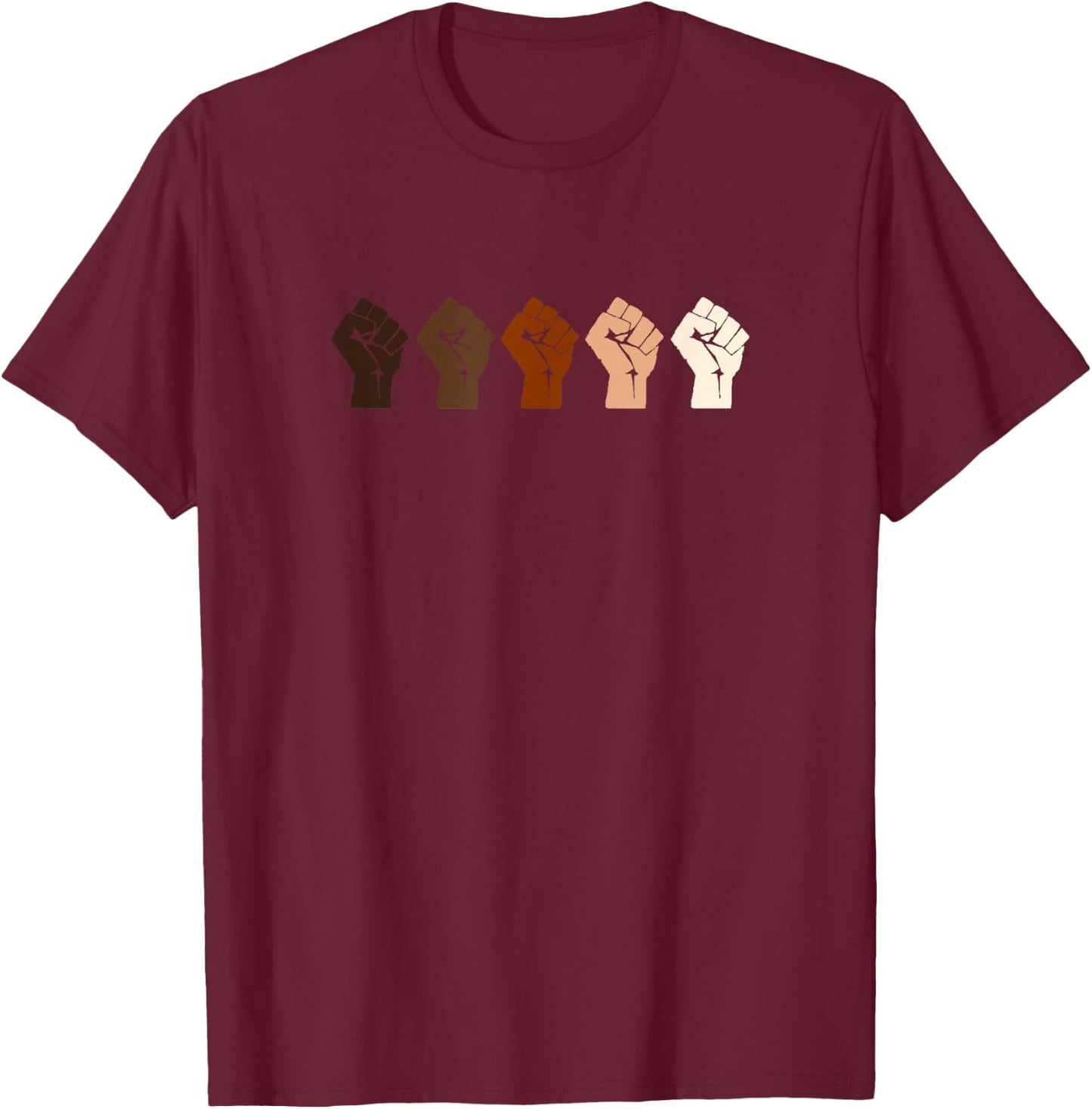 Resist Fist Multi Skin Tone T-Shirt - T-Shirt | Maroon