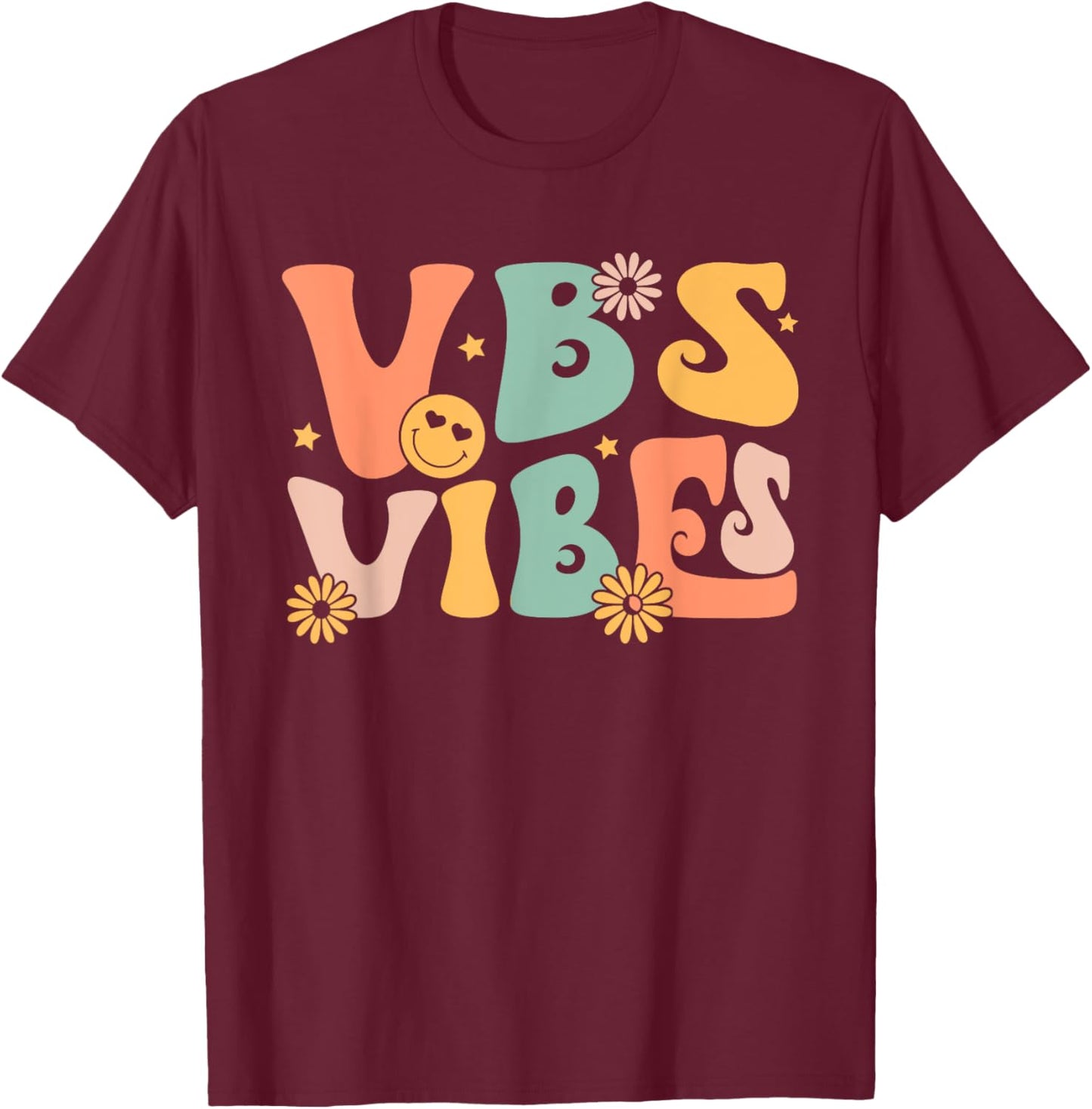 Retro Groovy VBS Vibes VBS 2024 Vacation Bible School Group T-Shirt - T-Shirt | Maroon
