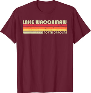 LAKE WACCAMAW NORTH CAROLINA Funny Fishing Summer Gift Men Women Kids T-Shirt - T-Shirt | Maroon
