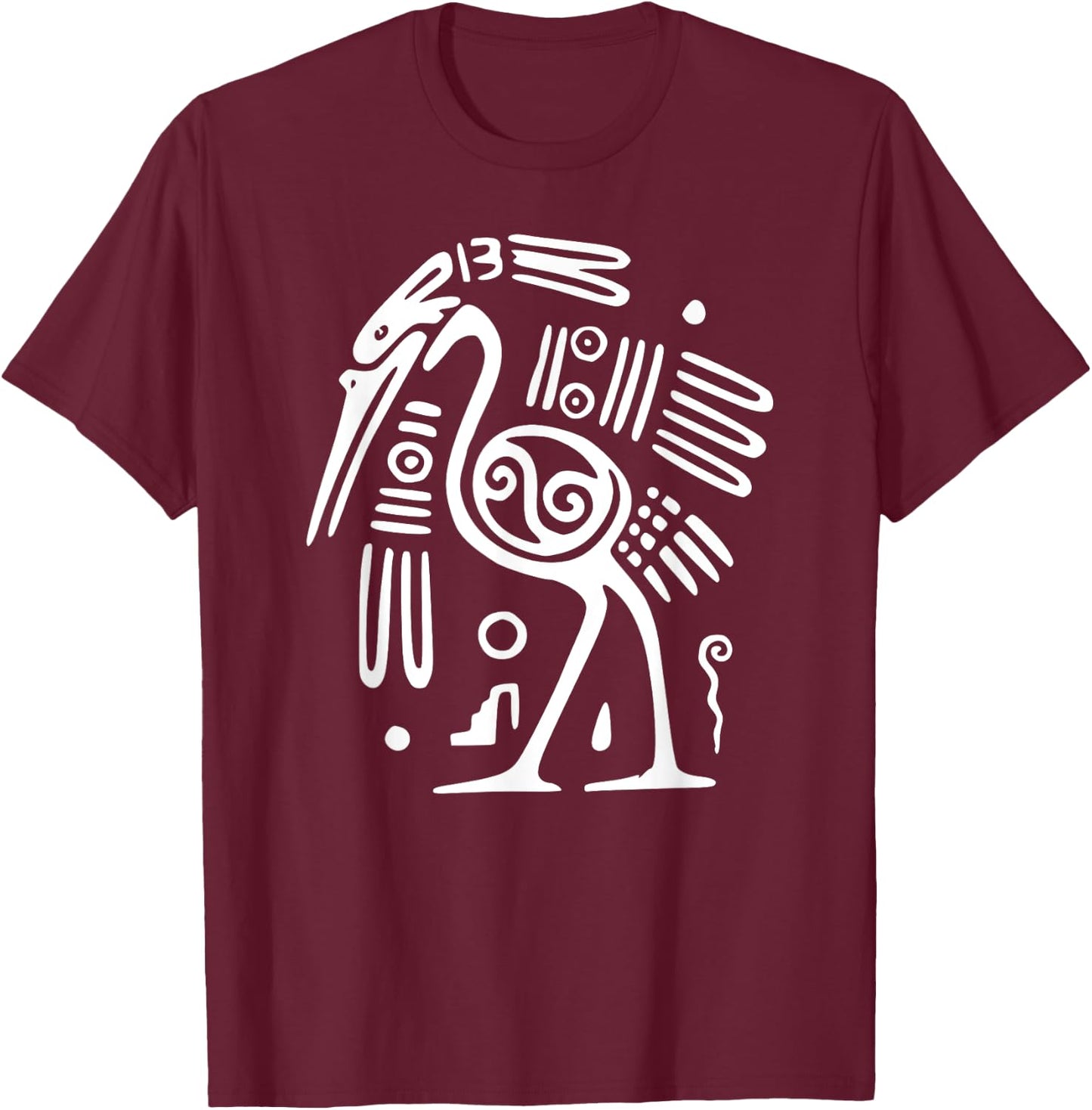 Ibis Ornithology White Line Drawing Bird Shirt T-Shirt - T-Shirt | Maroon