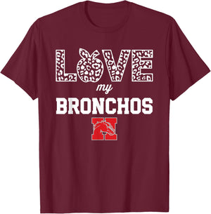 Holly Bronchos Logo Love My Team HS T-Shirt - T-Shirt | Maroon