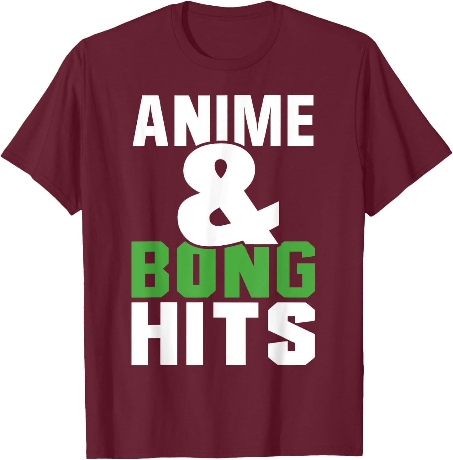 Anime And Bong Hits - Kuwaii Art Asian Animation Style Weed T-Shirt - T-Shirt | Maroon