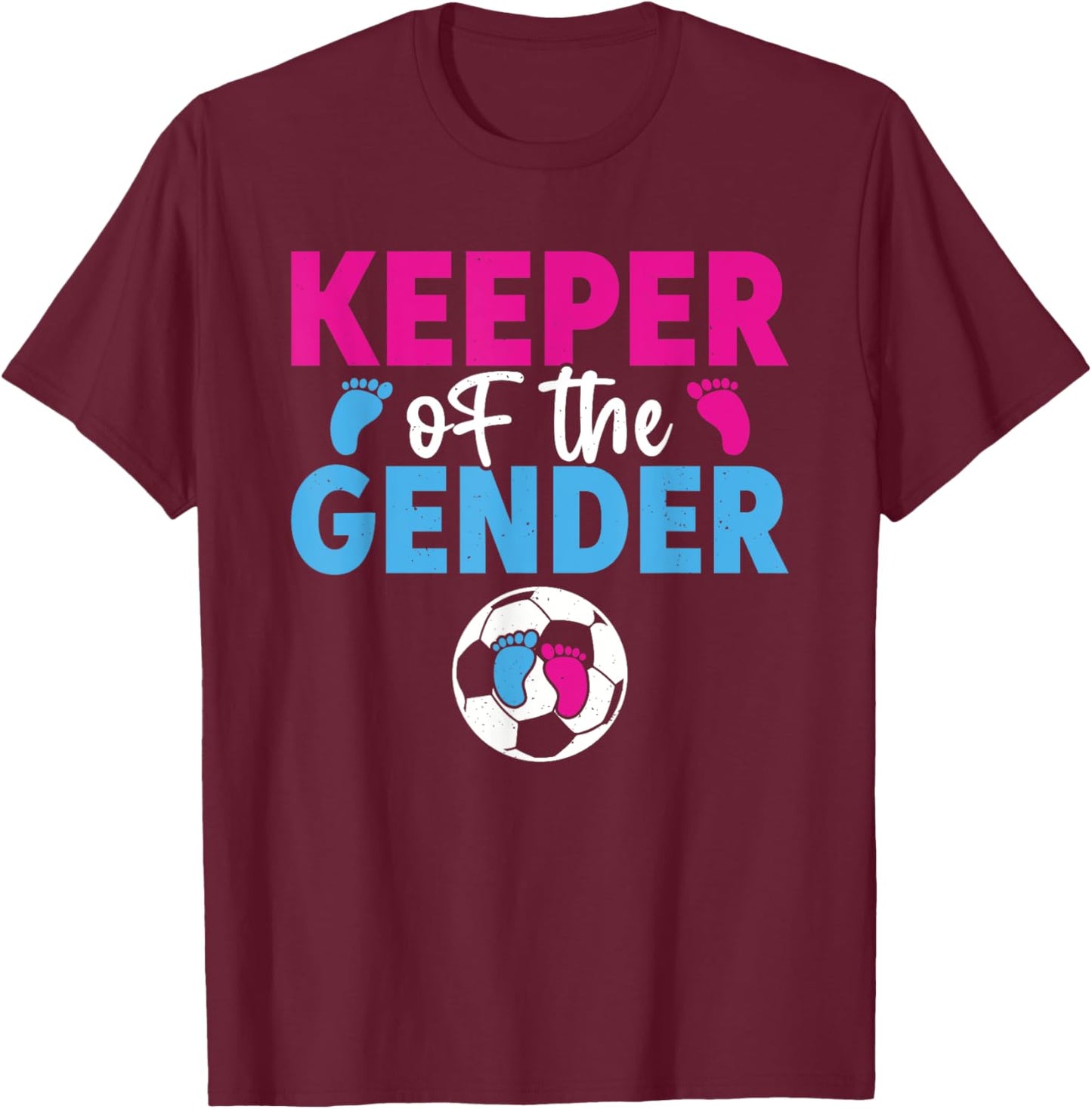 Keeper Of The Gender Soccer Funny Gender Reveal Party T-Shirt - T-Shirt | Maroon