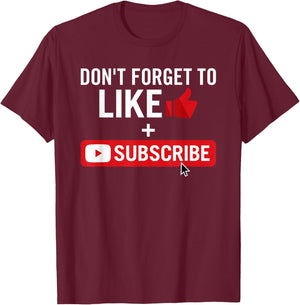 Social Media Influencer Like and Subscribe T-Shirt - T-Shirt | Maroon