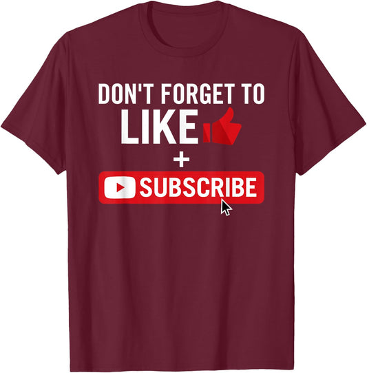 Social Media Influencer Like and Subscribe T-Shirt - T-Shirt | Maroon