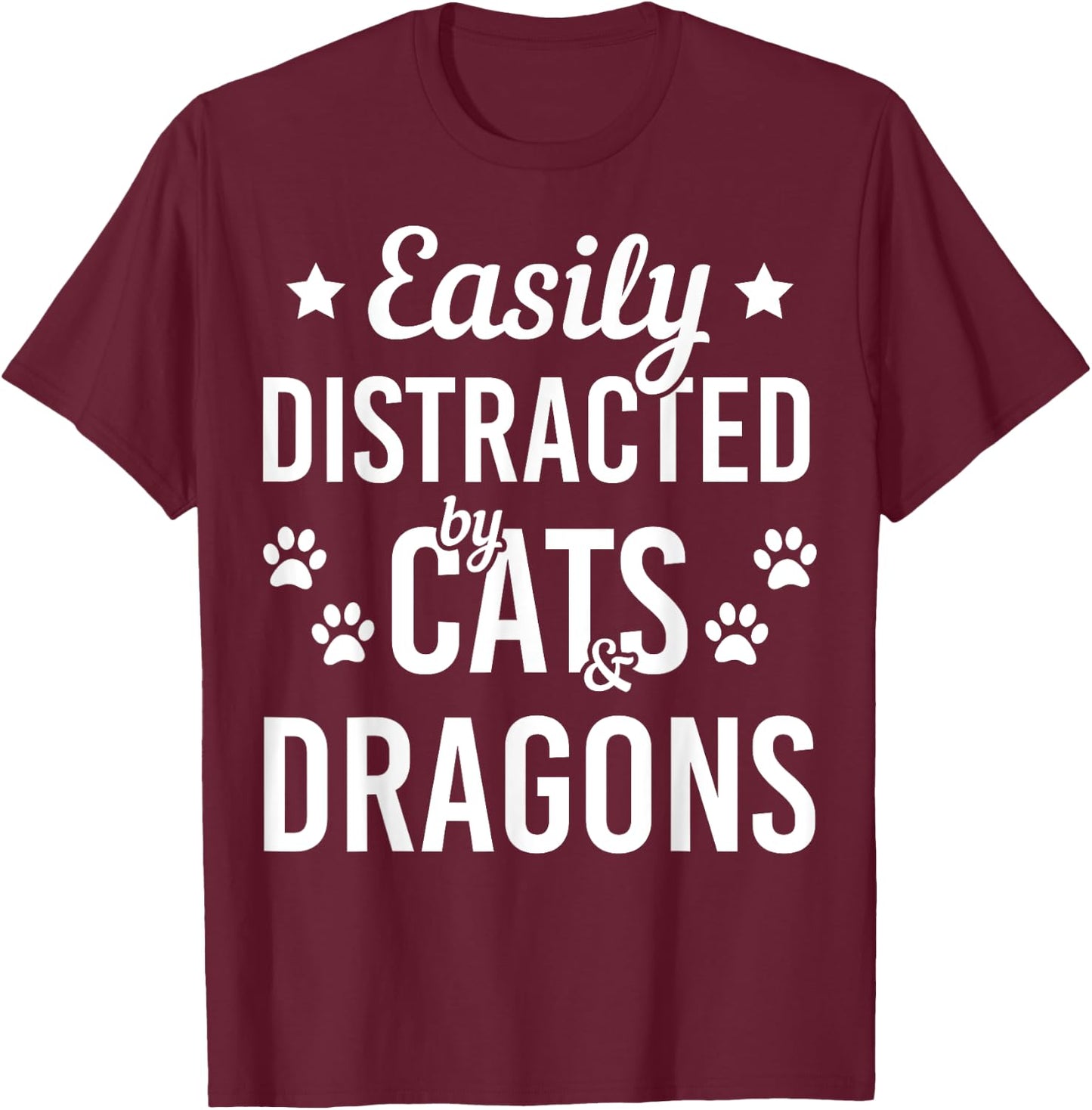 Cat Lover Dragon Lover Cats And Dragons Funny Cat T-Shirt - T-Shirt | Maroon