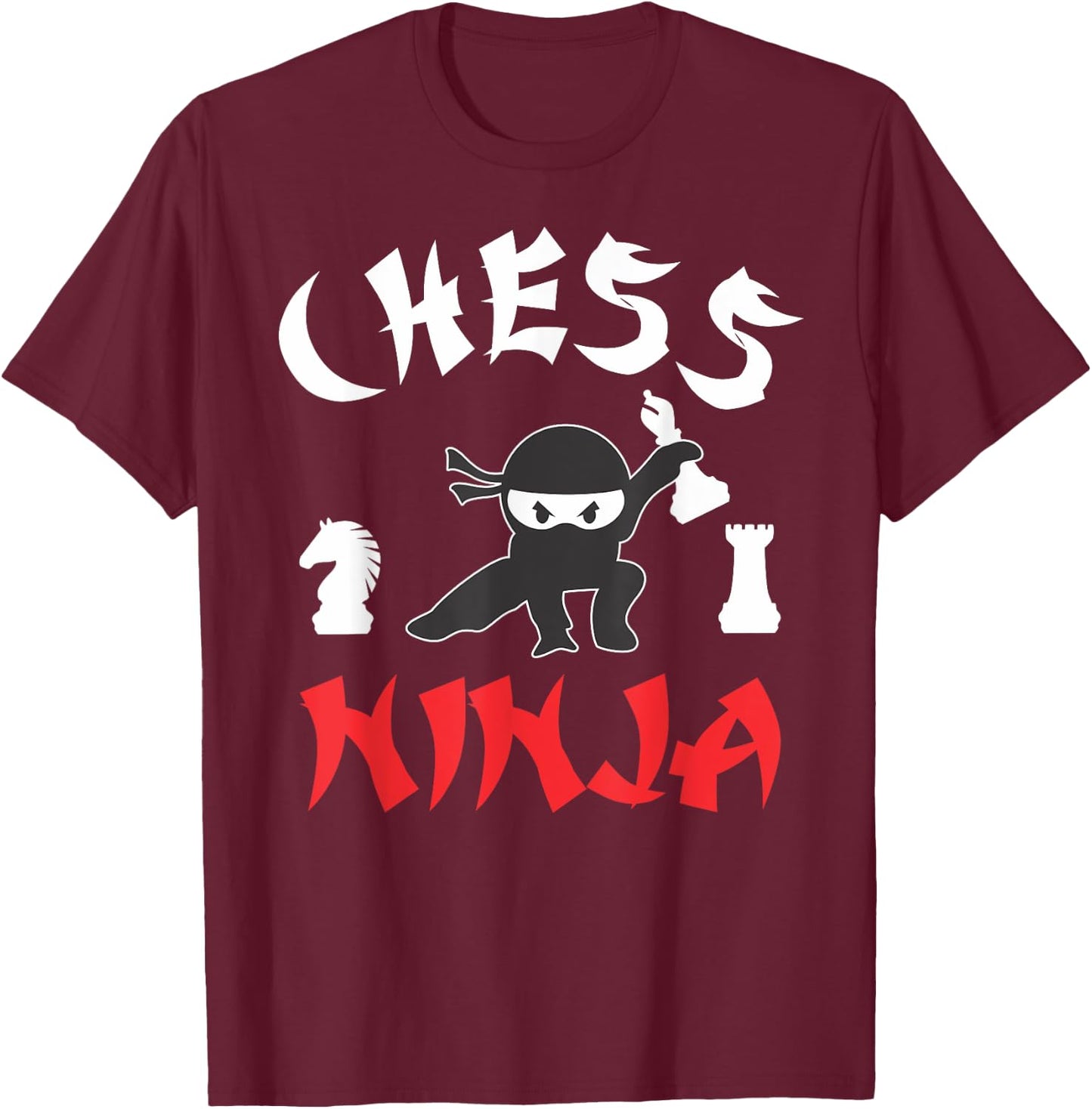 Chess Ninja Funny Chess Lover Sport Ninja T-Shirt - T-Shirt | Maroon