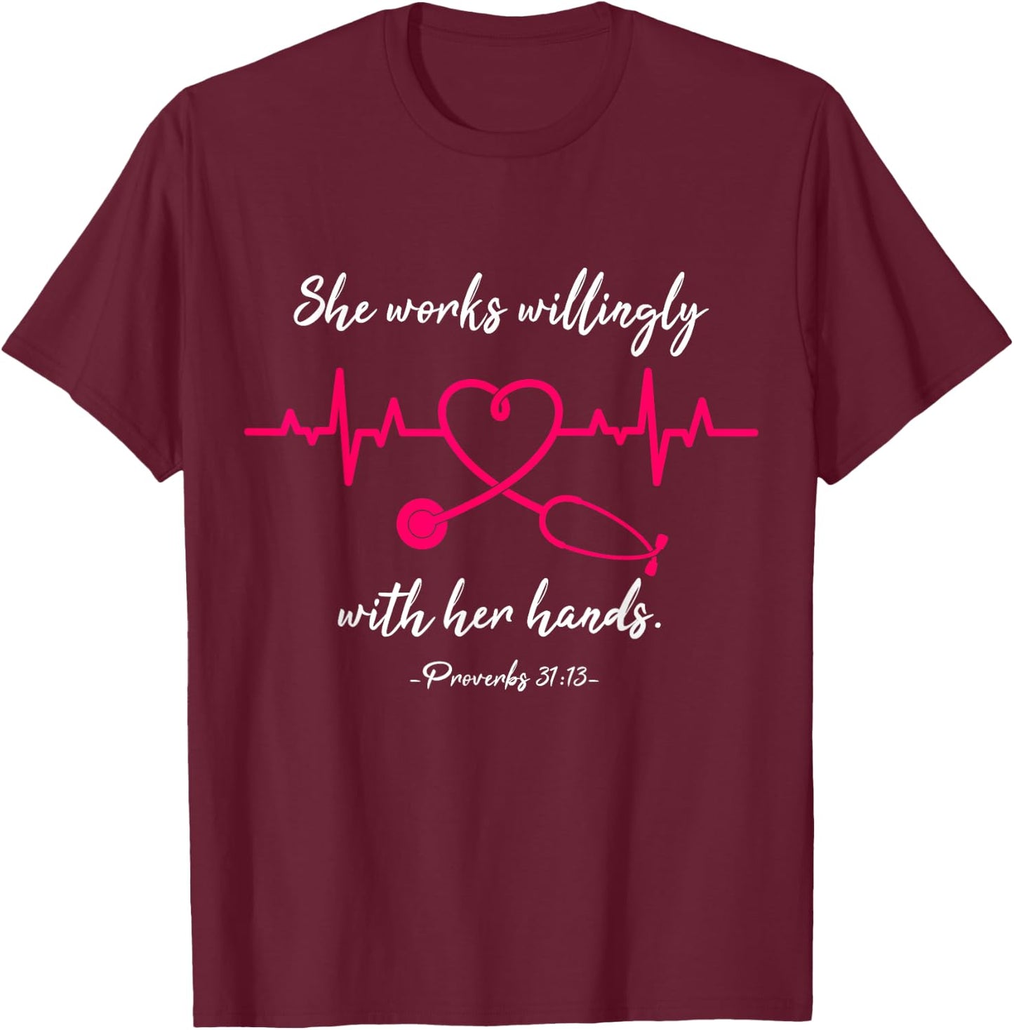 RN Nurse Life Heartbeat Proverbs Cool Nursing Graduate Gift T-Shirt - T-Shirt | Maroon